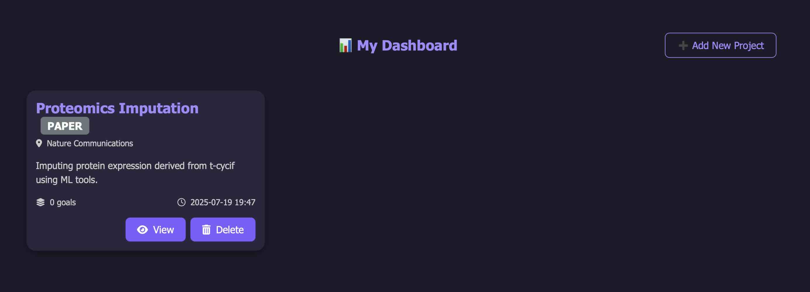 Dashboard overview with project due dates